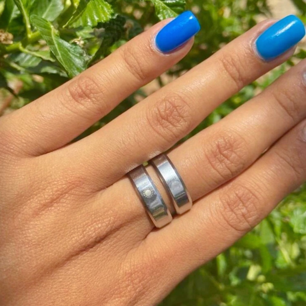 💥2for$28 New 2 Piece Stainless Steel Sun & Moon Stacking Bands / Rings /Couples